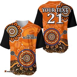 Custom Personalised Perth Scorchers Baseball Jersey Shirt Cricket Indigenous Aboriginal
