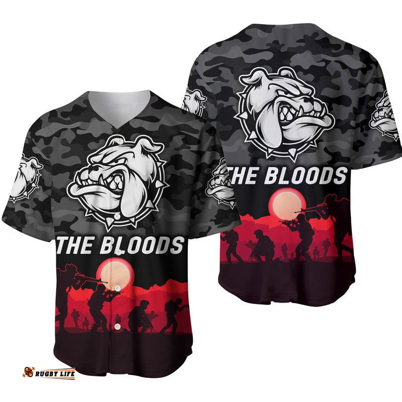West Football Club Alice Springs ANZAC Baseball Jersey Shirt The Bloods Simple Style Black