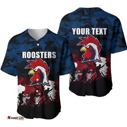 Custom Personalised NRL Anzac Day Baseball Jersey Shirt Roosters Army Style