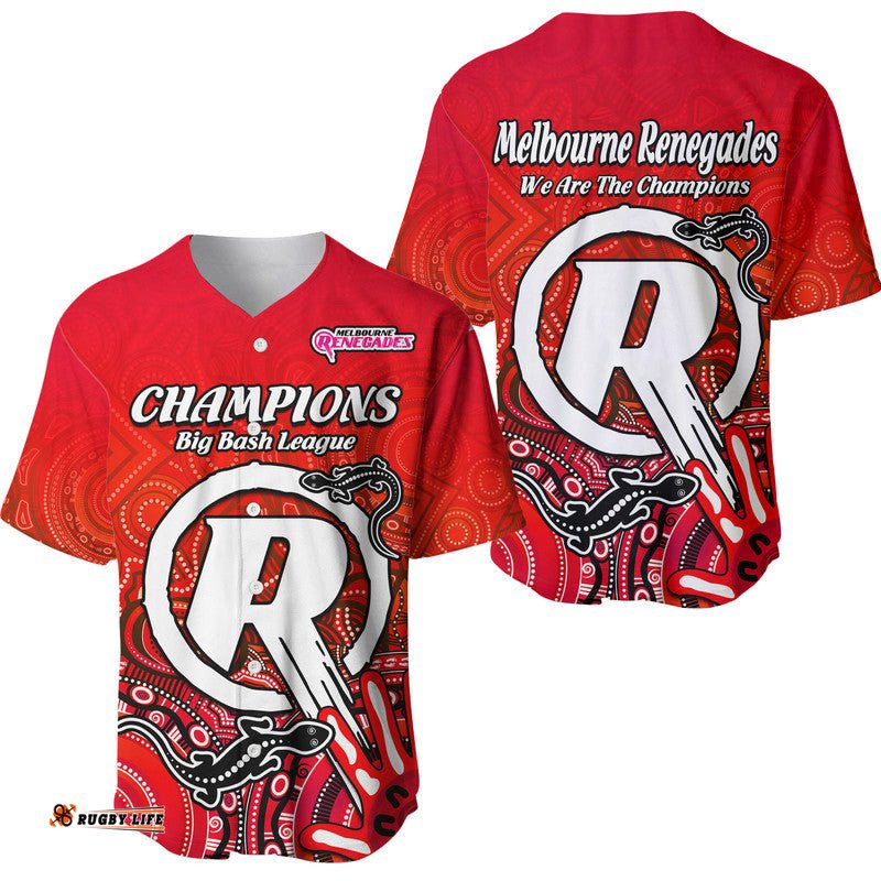 Melbourne Renegades Champions Baseball Jersey Shirt Lizard Indigenous Aboriginal