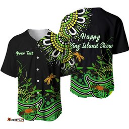 Custom Personalised Happy King Island Show Baseball Jersey Shirt Aboriginal Tasmania Australia
