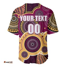 Custom Personalised And Number Lions AFL Baseball Jersey Shirt Aboriginal Patterns 07