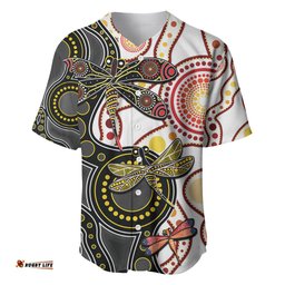 Aboriginal Dragonfly Baseball Jersey Shirt White Style