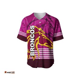 Custom Personalised Broncos Rugby Baseball Jersey Shirt Pink Jersey