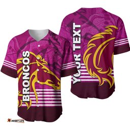 Custom Personalised Broncos Rugby Baseball Jersey Shirt Pink Jersey