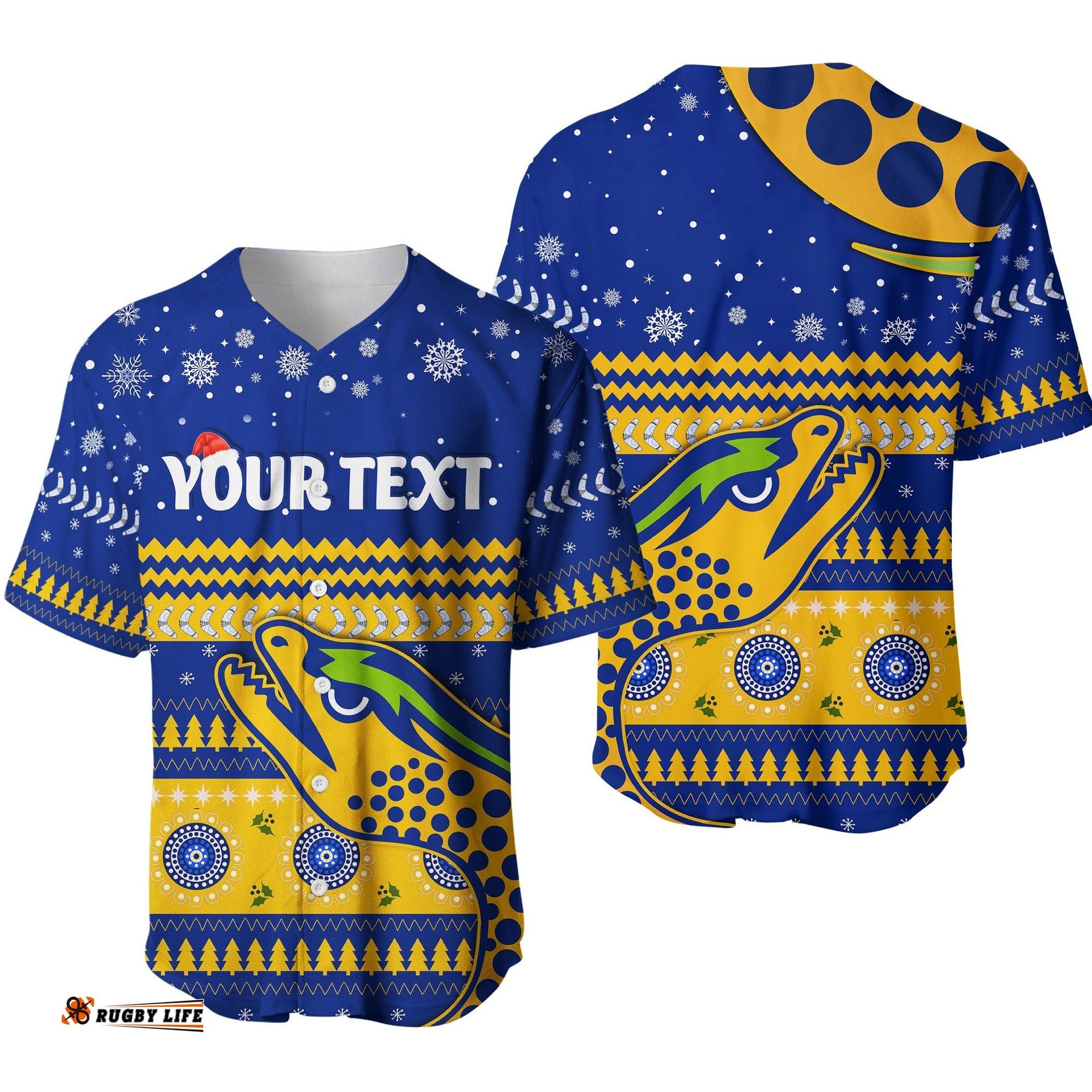 Custom Personalised Eels Unique Baseball Jersey Shirt Merry Christmas Parramatta