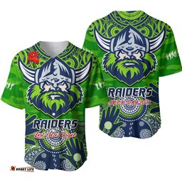Raiders Rugby ANZAC Baseball Jersey Shirt Dots Poppy Mix Camouflage Lest We Forget Ver.01