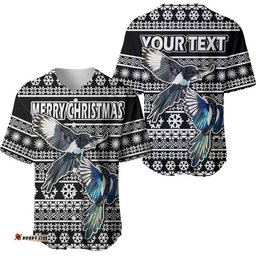 Custom Personalised Australian Magpies Christmas Vibe With Aboriginal Dot Painting Style Baseball Jersey Shirt