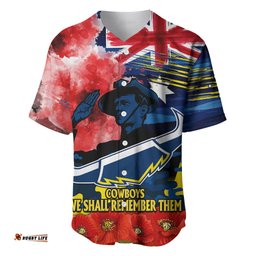 Custom Personalised ANZAC Cowboys Rugby Baseball Jersey Shirt We Shall Remember 04