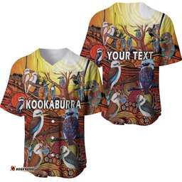 Custom Personalised Australia Kookaburra Dreaming Aboriginal Arty Style Baseball Jersey Shirt
