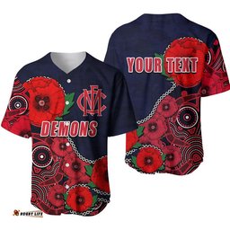 Custom Personalised Anzac Day AFL Demons Army Mix Aboriginal Baseball Jersey Shirt