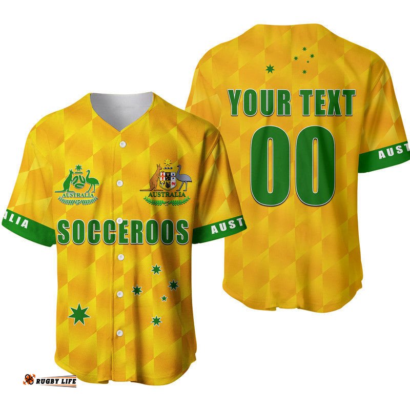 Custom Personalised Australia Soccer Baseball Jersey Shirt Socceroos Vibe Style