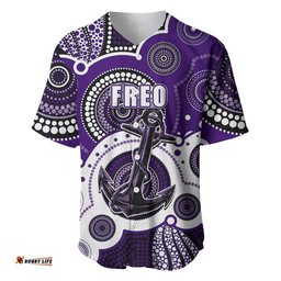 Custom Personalised And Number Freo AFL Baseball Jersey Shirt Aboriginal Patterns 05