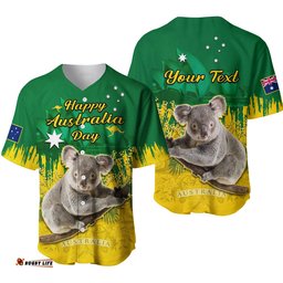 Custom Personalised Australia Day Baseball Jersey Shirt Koala Sydney Opera House National Color Ver.01