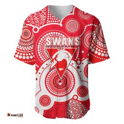 Custom Personalised And Number Swans AFL Baseball Jersey Shirt Aboriginal Patterns 02