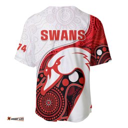 Swans Football Baseball Jersey Shirt Go Swannies Indigenous Art 08