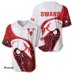 Swans Football Baseball Jersey Shirt Go Swannies Indigenous Art 08