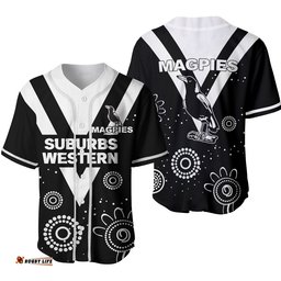 Western Suburbs Magpies Baseball Jersey Shirt Indigenous Dot Painting Art