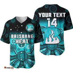 Custom Text And Number Brisbane Heat Baseball Jersey Shirt Gradient Aboriginal Dot Painting