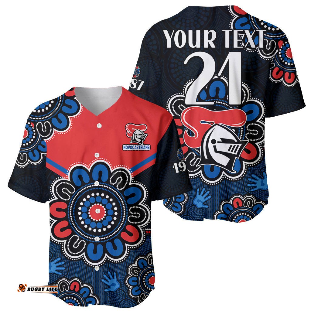 Custom Personalised NRL Newcastle Knights Rugby Novocastrians 1987 Aboriginal Baseball Jersey Shirt