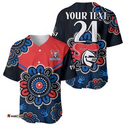 Custom Personalised NRL Newcastle Knights Rugby Novocastrians 1987 Aboriginal Baseball Jersey Shirt