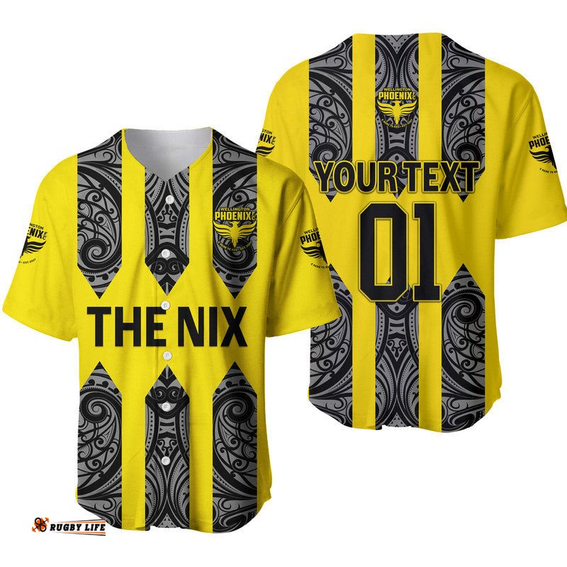 Custom Personalised Wellington Phoenix The Nix Maori Baseball Jersey Shirt Soccer Club Original Style Yellow