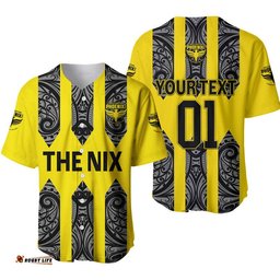 Custom Personalised Wellington Phoenix The Nix Maori Baseball Jersey Shirt Soccer Club Original Style Yellow