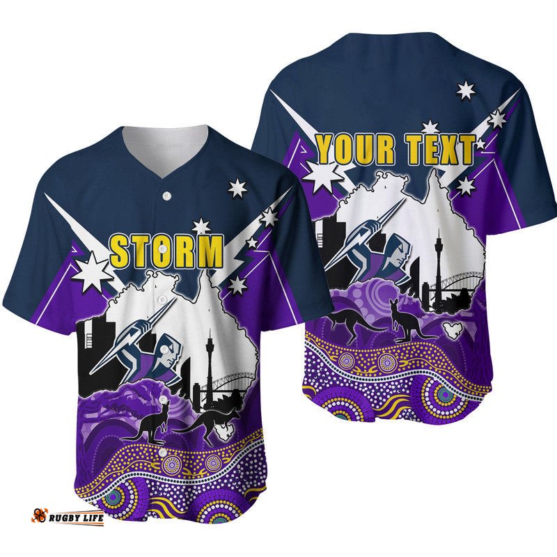 Custom Personalised Storm Rugby Baseball Jersey Shirt Australia Day Style