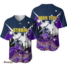 Custom Personalised Storm Rugby Baseball Jersey Shirt Australia Day Style