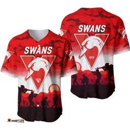Sydney Swans ANZAC Baseball Jersey Shirt Simple Style