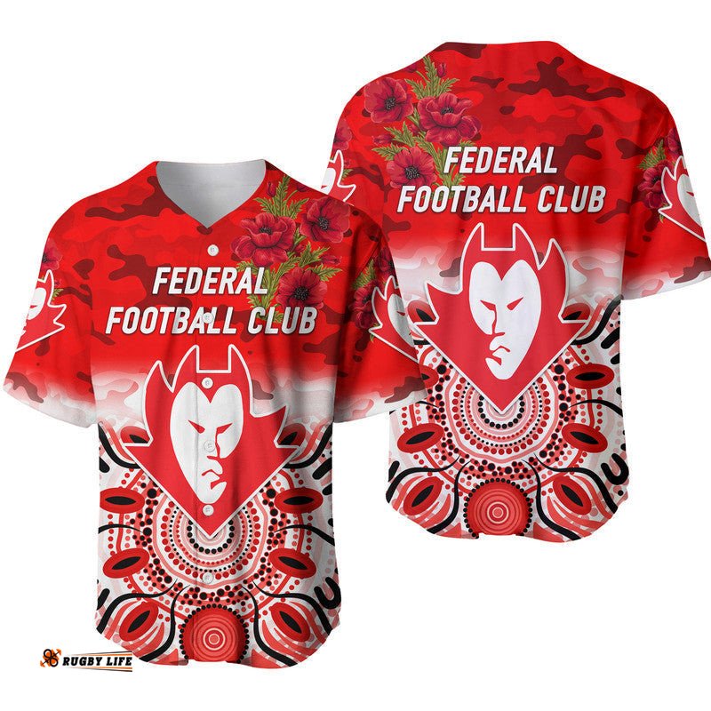 Federal Football Club ANZAC Baseball Jersey Shirt Indigenous Vibes