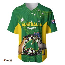 Custom Personalised Australia Darts National Color Mix Kangaroo And Emu Baseball Jersey Shirt