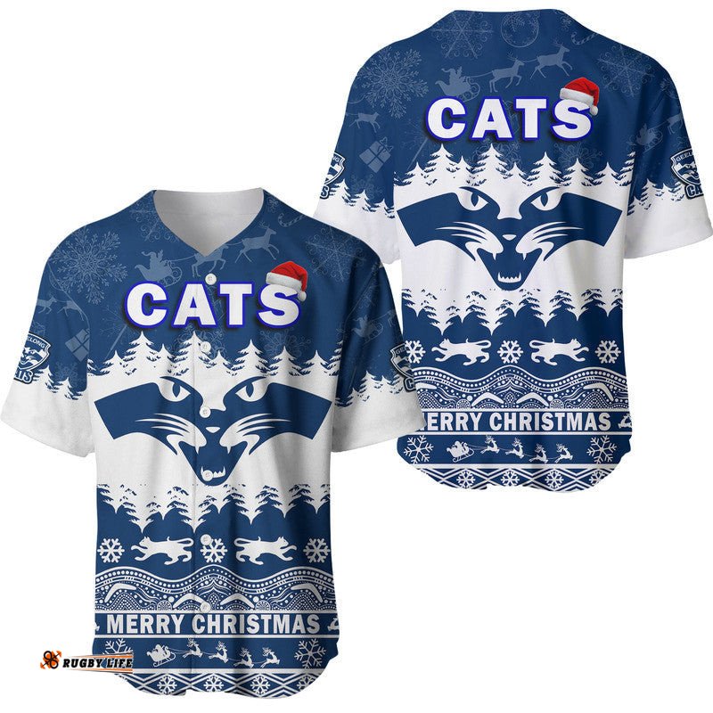 Geelong Cats Unique Winter Season Baseball Jersey Shirt Cats Merry Christmas