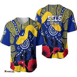 Parramatta Eels Rugby Baseball Jersey Shirt Anzac Day Aboriginal Arts