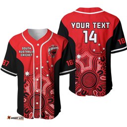 Custom Text And Number South Australia Cricket Baseball Jersey Shirt West End Redbacks Sheffield Shield Indigenous Ver.02