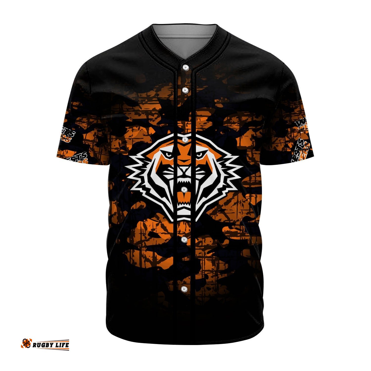 Wests Tigers Baseball Jersey Shirt Camouflage Vintage NRL