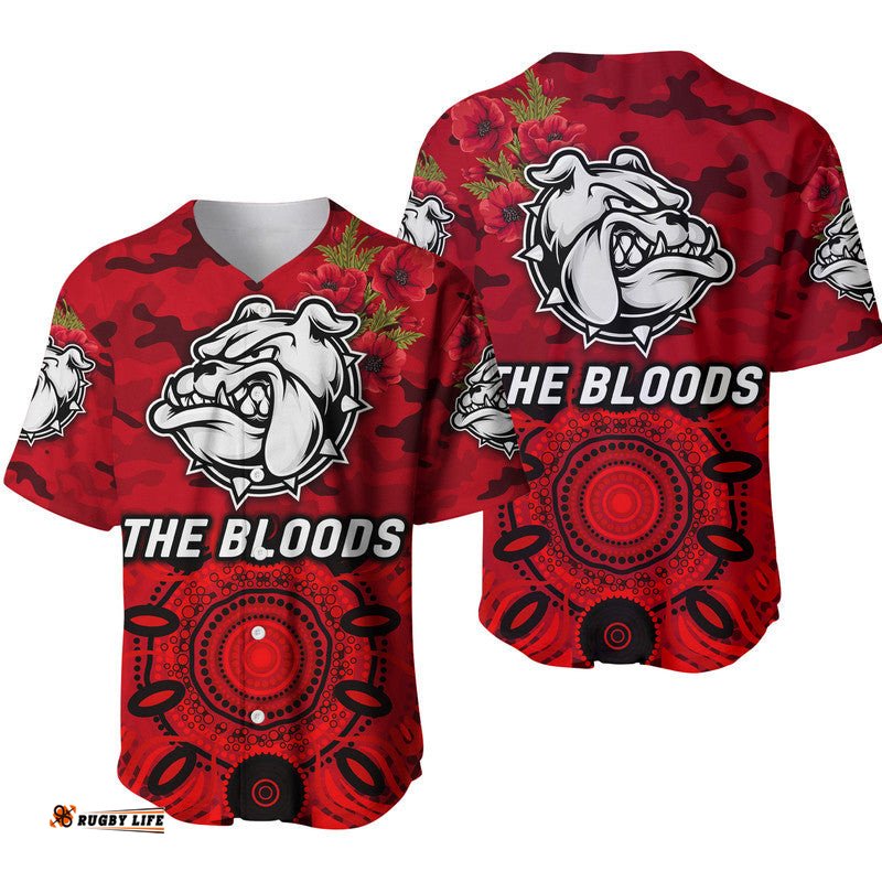 West Football Club Alice Springs ANZAC Baseball Jersey Shirt The Bloods Indigenous Vibes Red