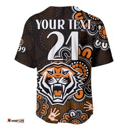 Custom Personalised NRL Wests Tigers Rugby Founded 1999 Aboriginal Baseball Jersey Shirt