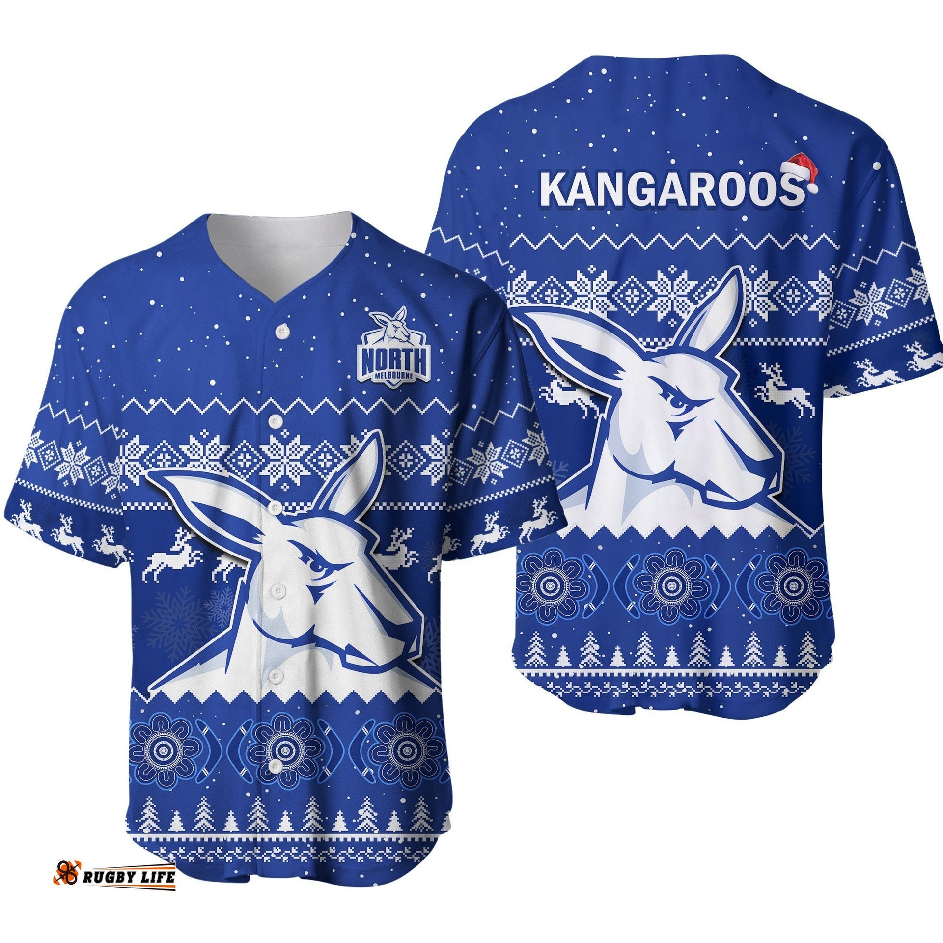 Melbourne Football Baseball Jersey Shirt North Kangaroos Indigenous Merry Christmas