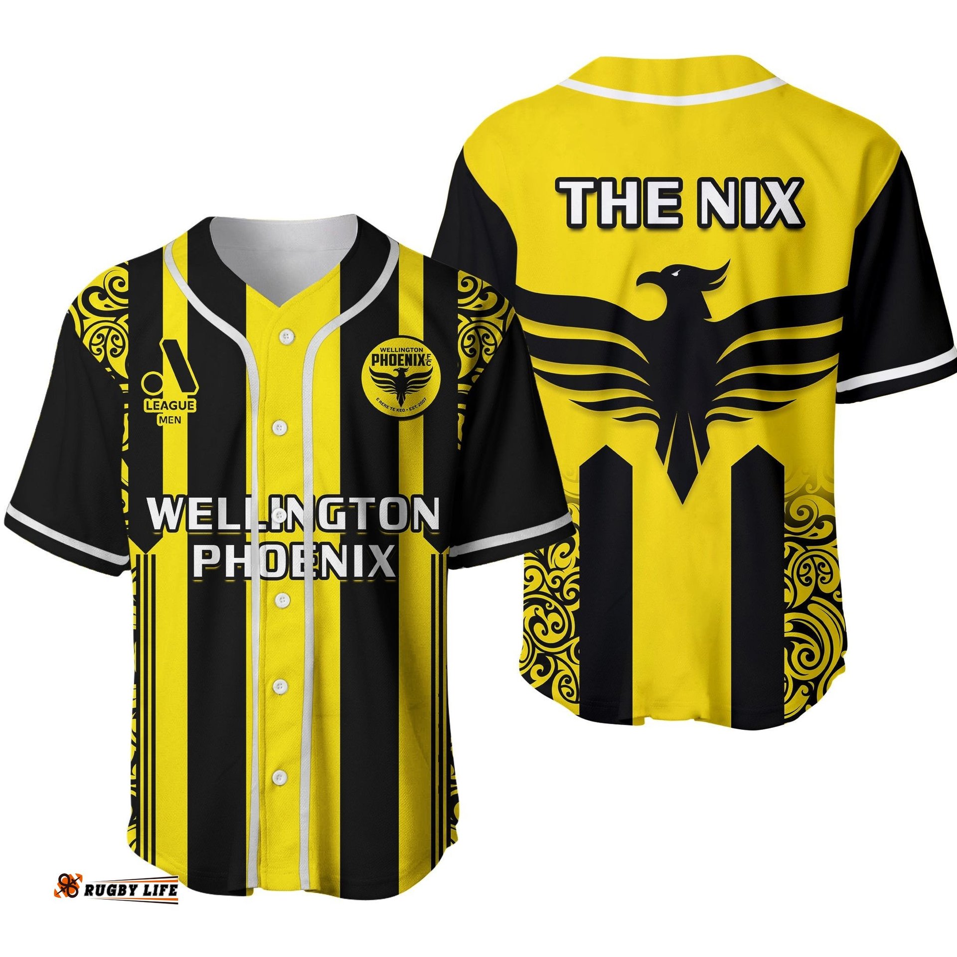 Wellington Phoenix Football Baseball Jersey Shirt A League Men The Nix 2007 Aotearoa Maori Ver.02