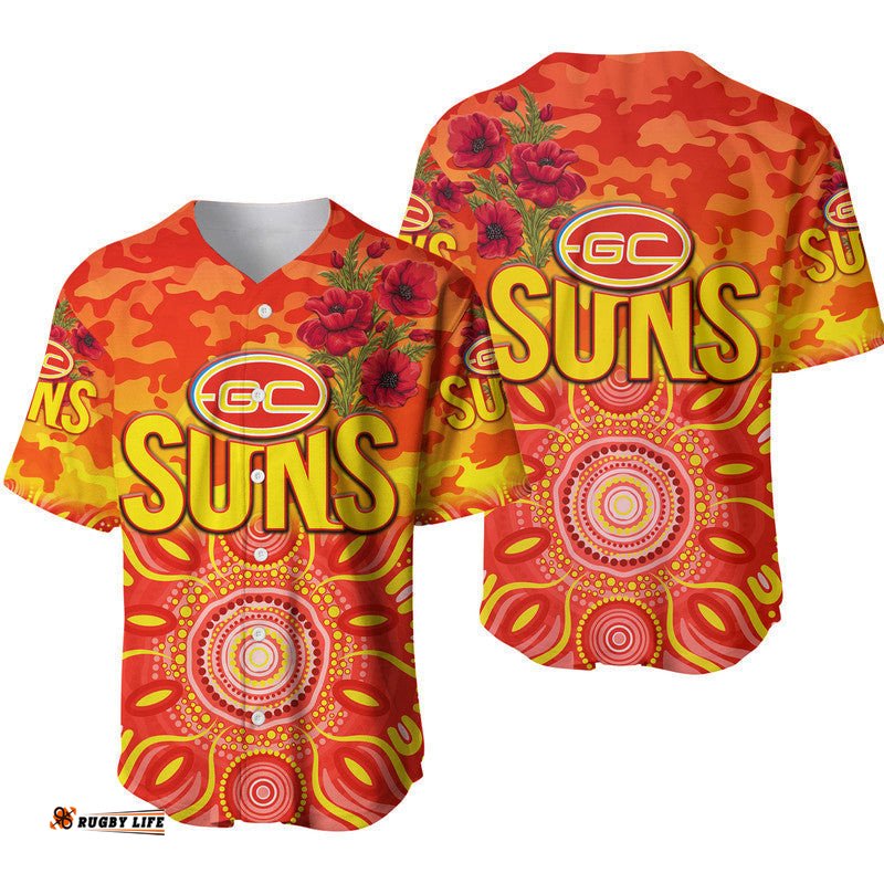 Gold Coast Suns ANZAC Baseball Jersey Shirt Indigenous Vibes