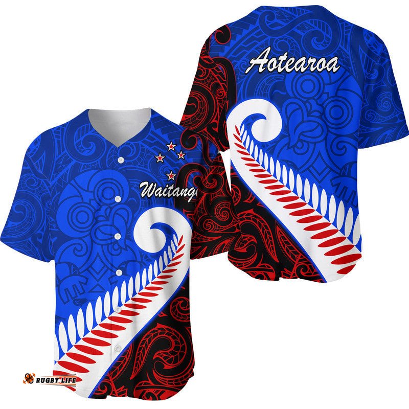Waitangi Day Baseball Jersey Shirt Aotearoa Hei Tiki Silver Fern