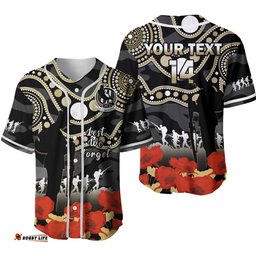 Custom Text And Number Collingwood Football ANZAC Baseball Jersey Shirt Aboriginal Mix Poppy Camouflage Ver.02