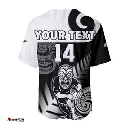 Custom Text And Number New Zealand Silver Fern Rugby Baseball Jersey Shirt All Black Maori Koru
