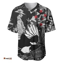AFL ANZAC Magpies Baseball Jersey Shirt Camouflage