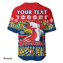 Custom Personalised Sydney Roosters Christmas Baseball Jersey Shirt Easts Aboriginal Art Merry Xmas