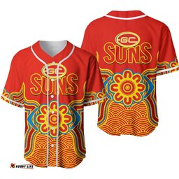 Gold Coast Football Baseball Jersey Shirt Suns Indigenous Pattern Ver.02