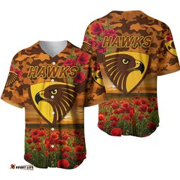 Hawthorn Hawks ANZAC Baseball Jersey Shirt Poppy Vibes