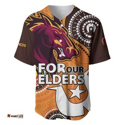 Brisbane Broncos NRL Baseball Jersey Shirt Aboriginal NAIDOC For Our Elders