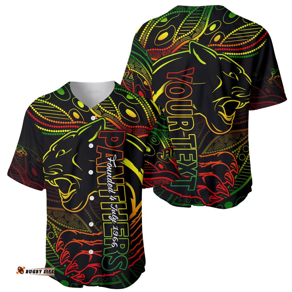 Panthers NRL Baseball Jersey Shirt Aboriginal Founded 1966 08